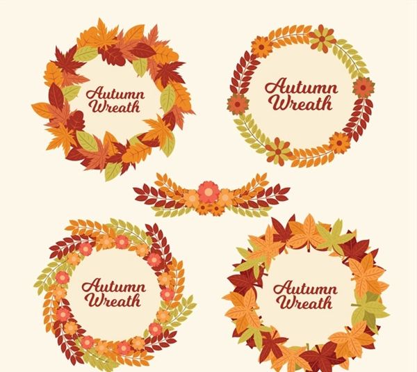 秋季树叶花环图片