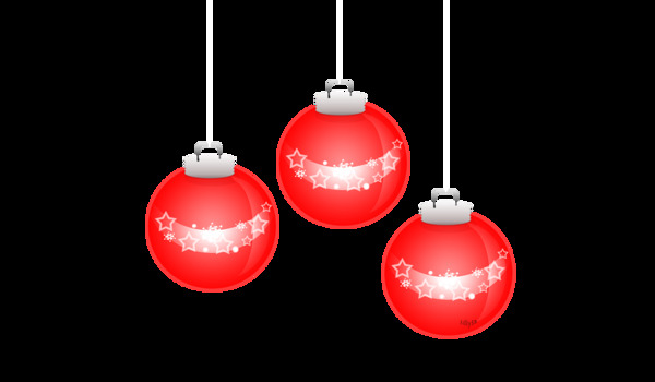 三颗红色圣诞球免抠png透明素材