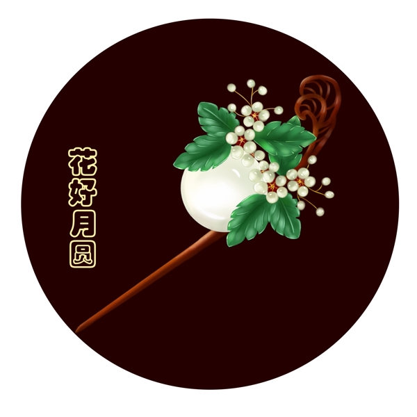 中国珠宝传世之美手绘中国风发簪簪花集花好月圆