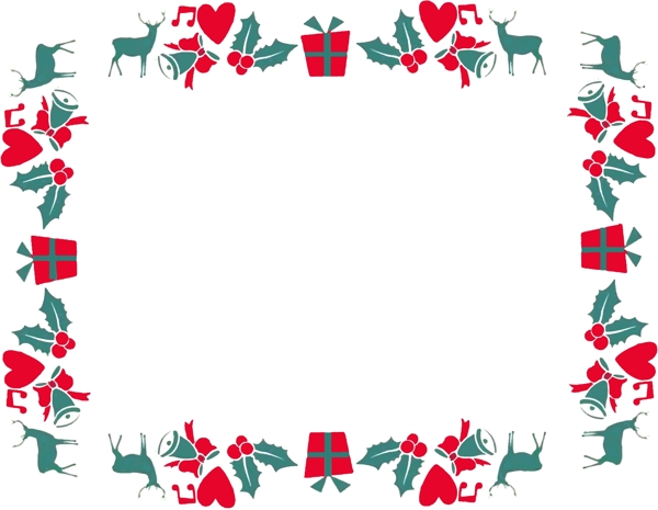 简约风桃心麋鹿礼物盒可商用矢量圣诞边框