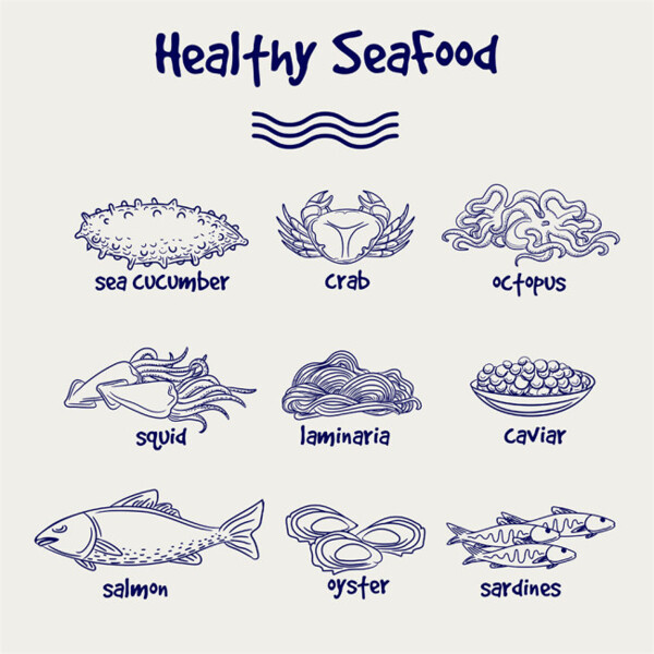海鲜美食插画图片