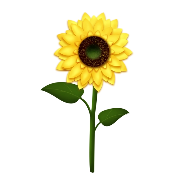 向日葵秋天清新黄色花朵卡通装饰图案