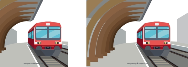 红色火车站台平面设计素材