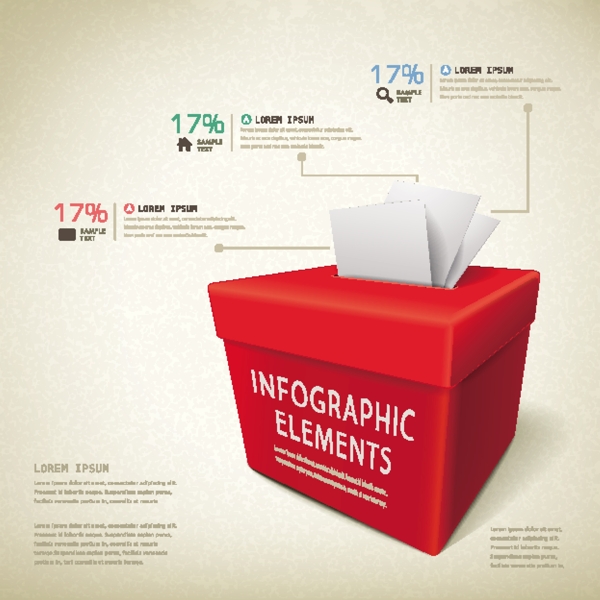 红色投票箱商务信息图矢量素材