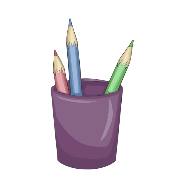 紫色的笔筒手绘插画