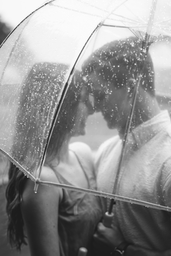 雨中撑伞浪漫情侣图片