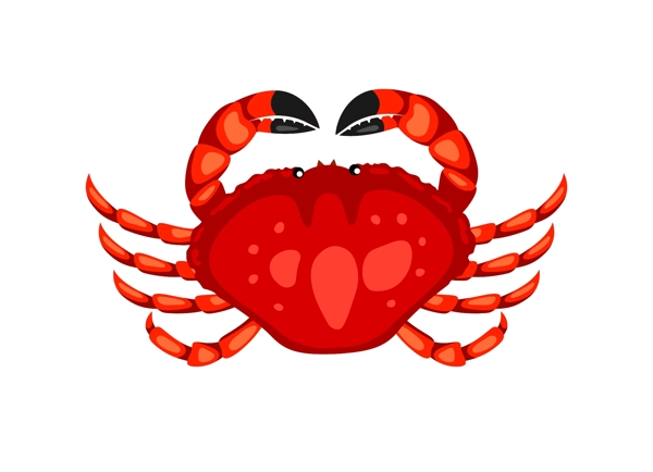 手绘红色的螃蟹插画