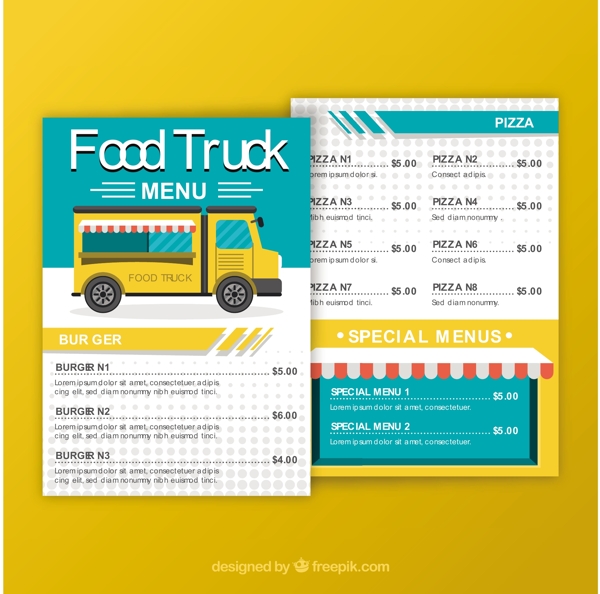 现代食品卡车菜单模板