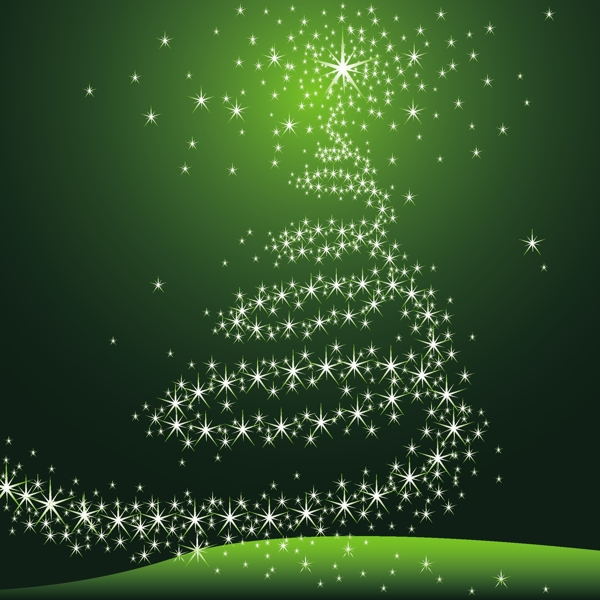 绿色背景装饰星空圣诞树