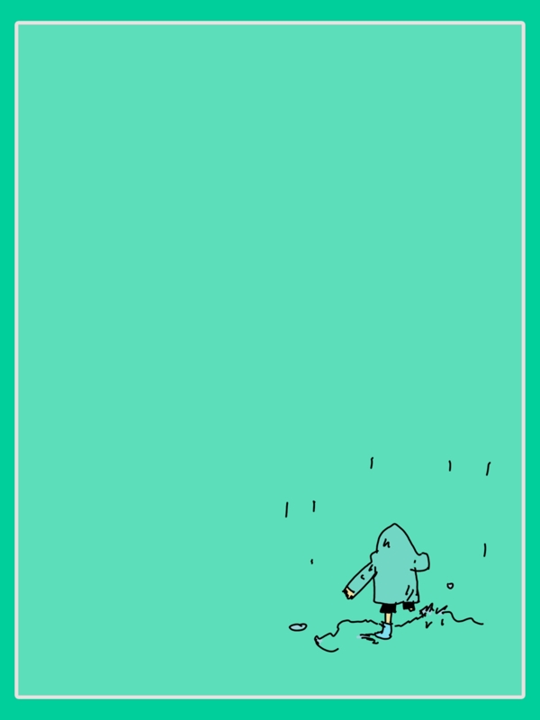 手绘卡通下雨中的小孩背景