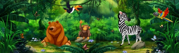 卡通动物派对森林背景