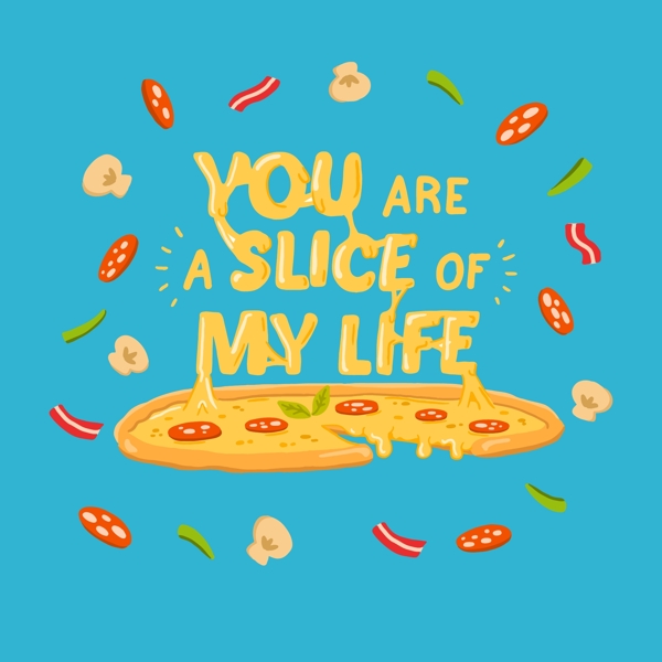创意西餐快餐披萨插画