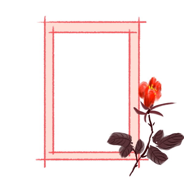 红色花朵装饰边框插画