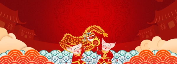 新年元旦中国风淘宝海报背景图