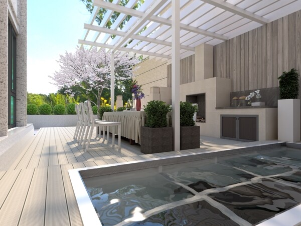 别墅花园设计3D渲染效果图成都西派澜岸