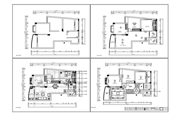 欧式风格三房户型CAD施工图