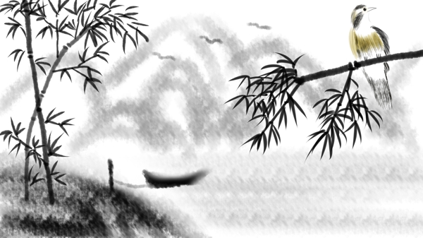中国风竹子和鸟