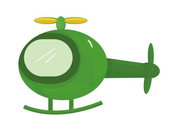 手绘绿色的飞机插画