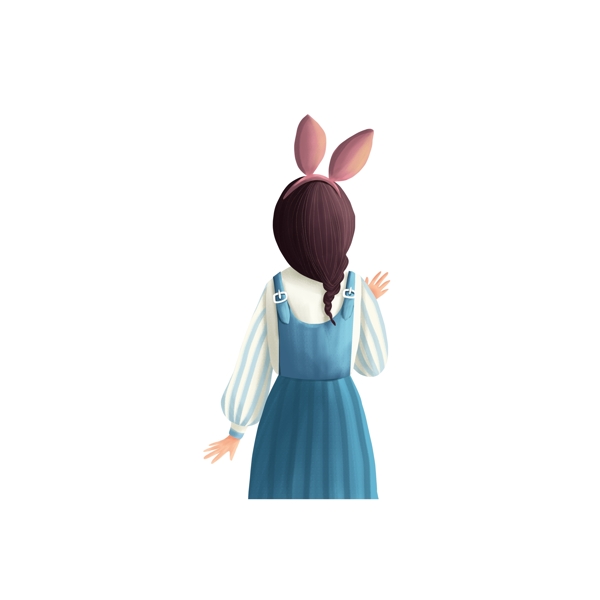 原创文艺兔耳朵女孩元素设计