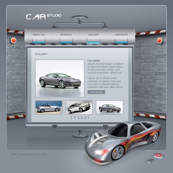 汽车俱乐部金属质感网站模板图片