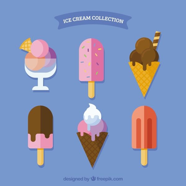 各种彩色冰淇淋平面设计素材