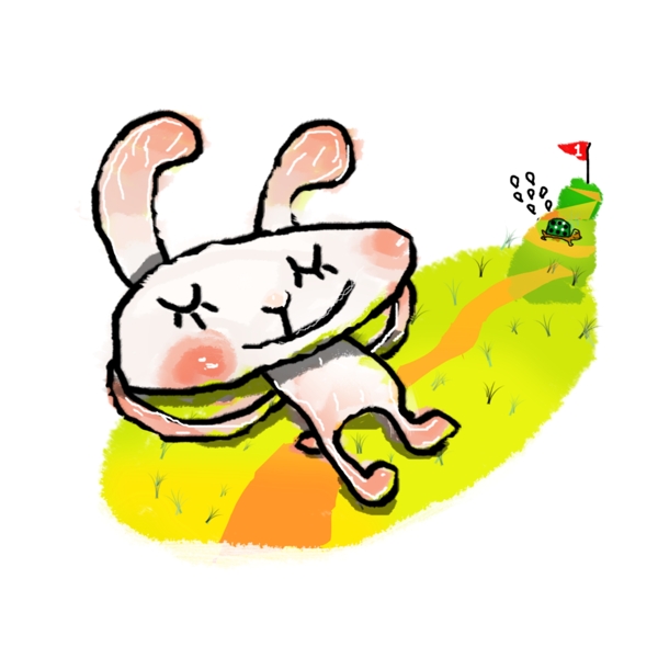 手绘漫画龟兔赛跑图片