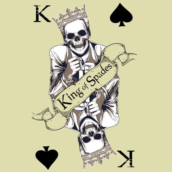 印花矢量图骷髅扑克牌生活元素皇冠免费素材