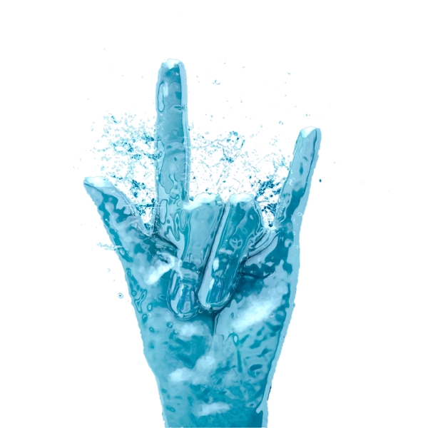 蓝色液体我爱你手部姿势效果图