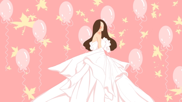 婚纱结婚季婚礼新娘气球少女心粉红色的梦