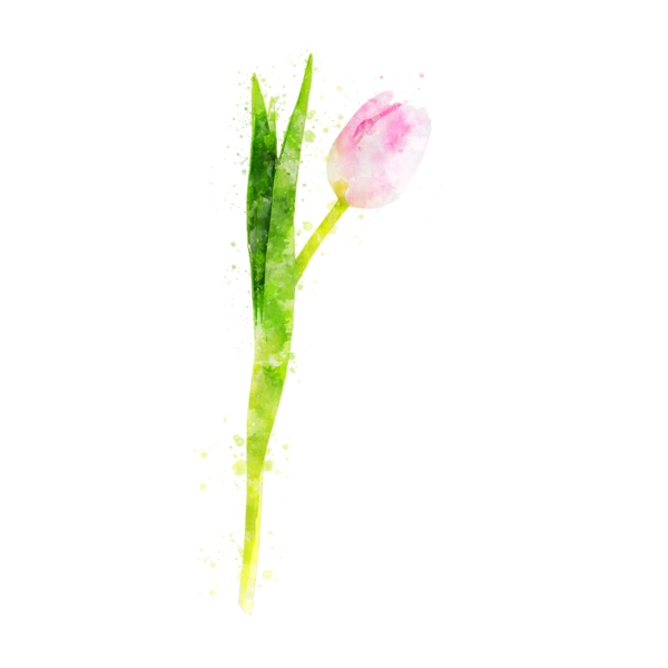 手绘原创水彩粉色清新花卉元素