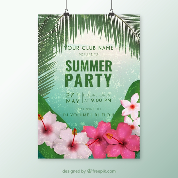 夏季热带花卉派对海报