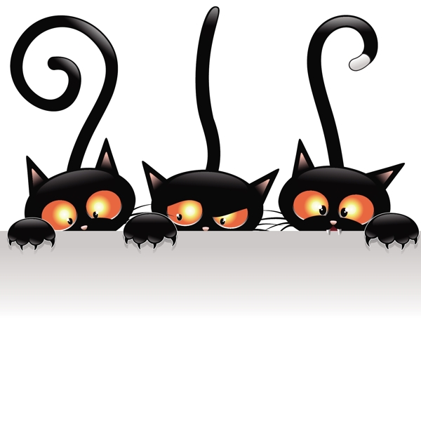 三只黑色的卡通猫