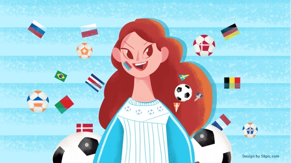 世界杯女球迷原创插画