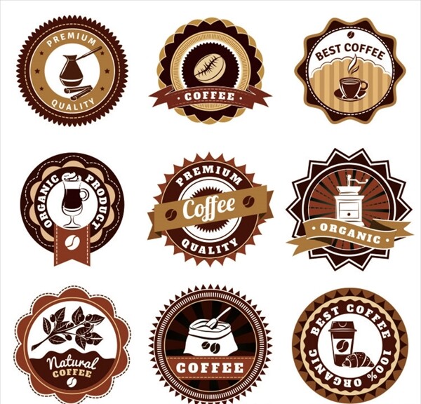 咖啡标签饮料徽标金属标签