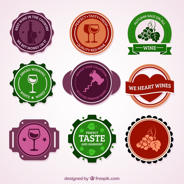 彩色葡萄酒标签矢量素材图片