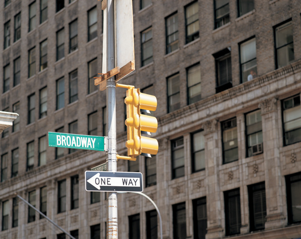 纽约街头百老汇大街路牌图片