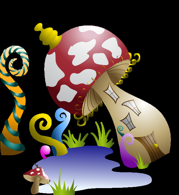 卡通童话蘑菇城堡图案元素