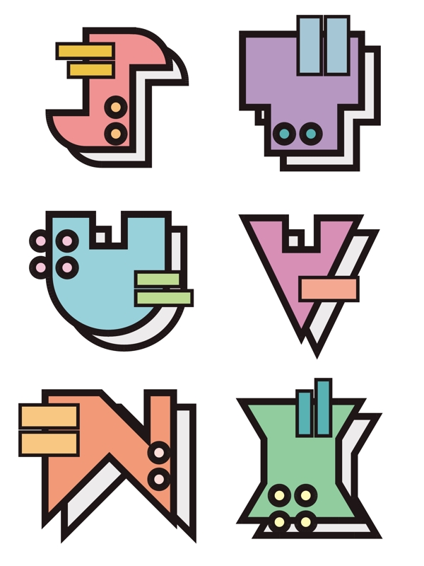 字母孟菲斯设计风格几何字体