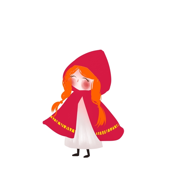 剪纸风童话人物小红帽设计