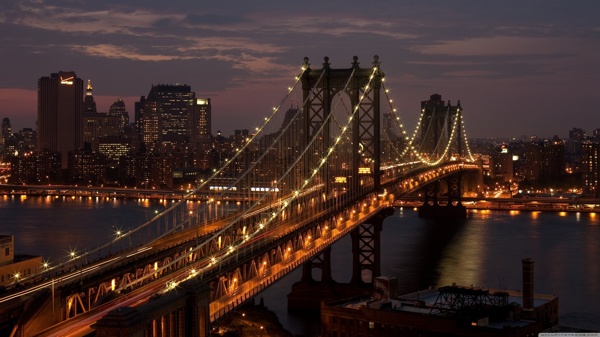 桥城夜景图片