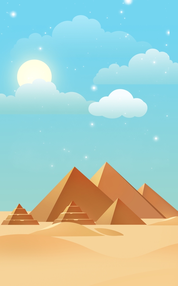 卡通沙漠金字塔背景