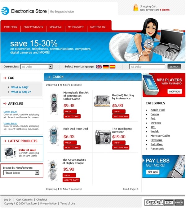 电子产品销售网页模板