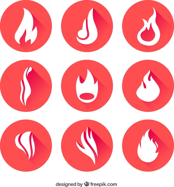 9个不同样式的火焰图标矢量图下载