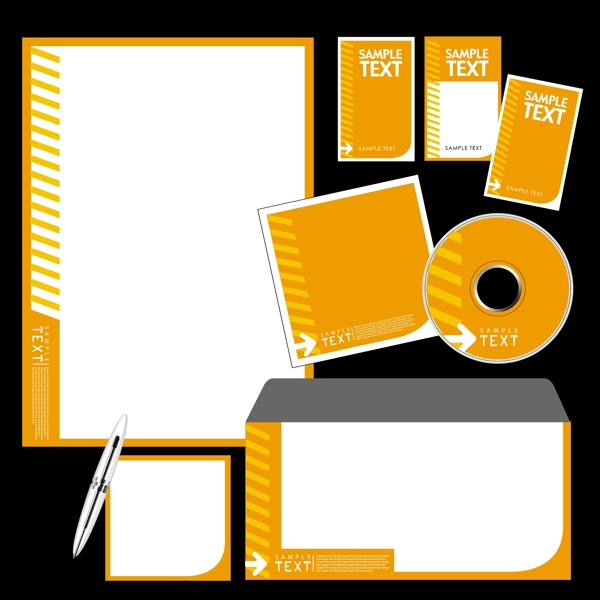 活力橙企业文化背景VI设计元素办公文具设计