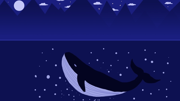 深海中游泳的鲸鱼卡通背景