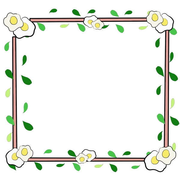 方形绿叶装饰边框