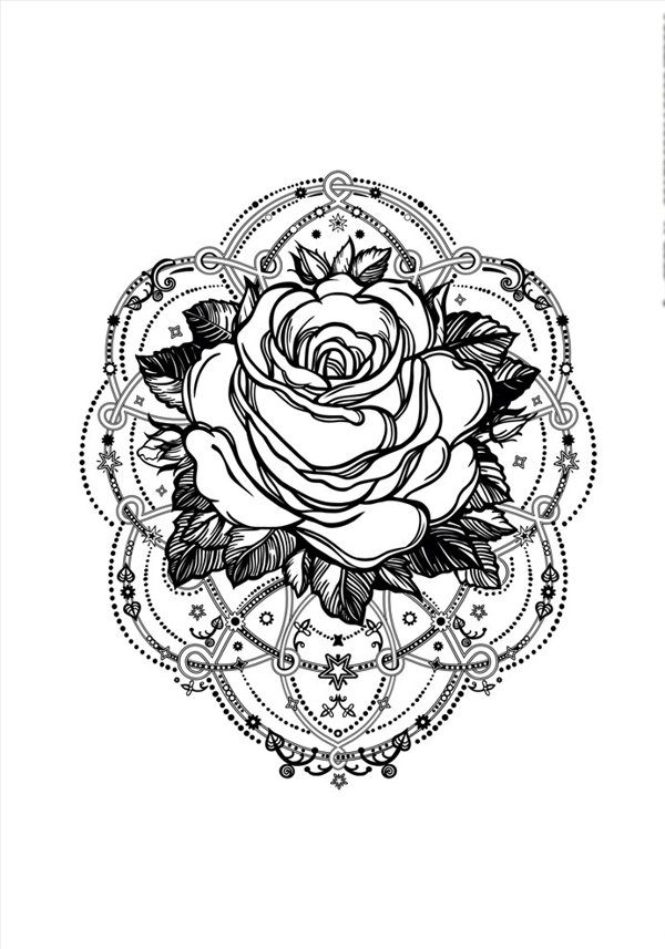 玫瑰花纹身矢量图下载