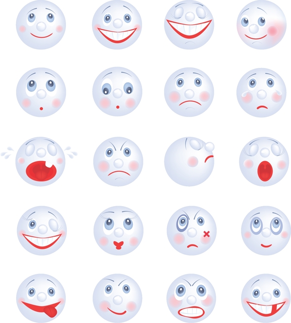 矢量素材可爱卡通笑脸表情图标