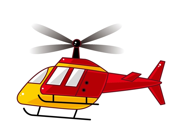红色直升机卡通插画