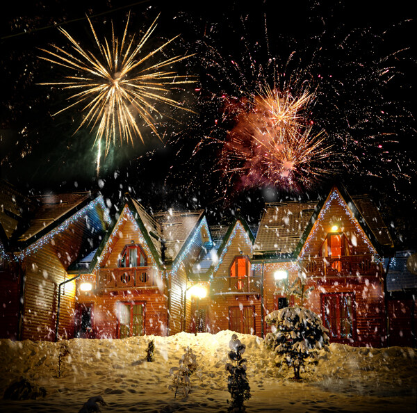 雪夜圣诞背景图片
